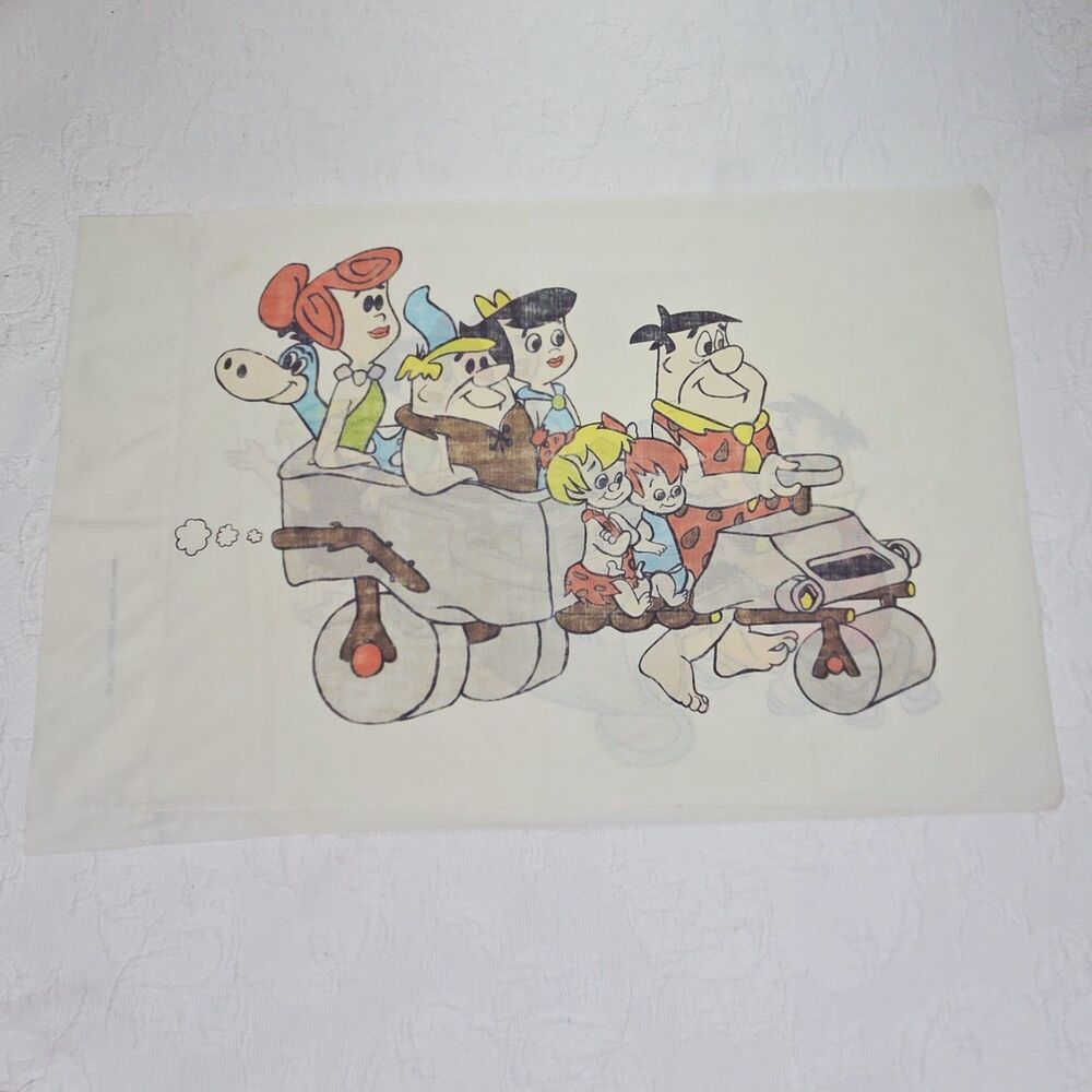 Vintage Original Flintstones Family Pillow Case Burlington House Made in USA